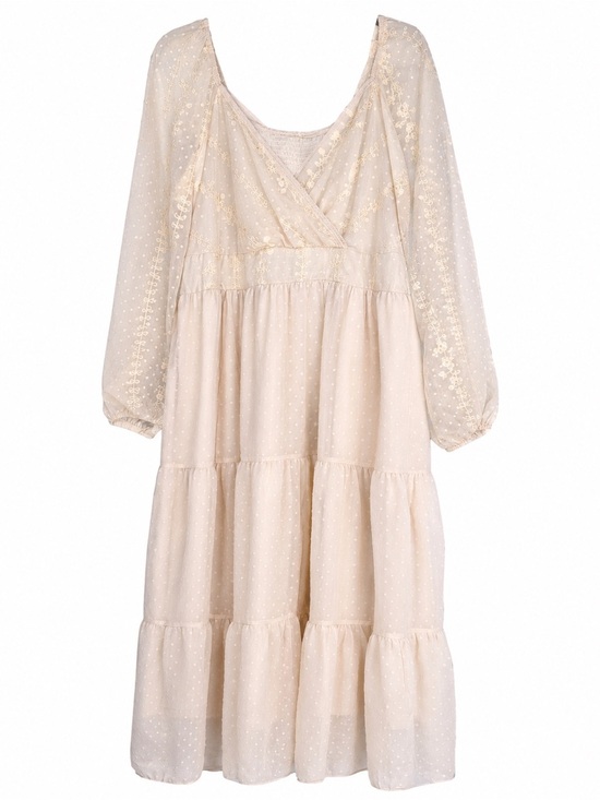 SHEIN Dresses & Skirts - SHEIN Curve 4XL Cream Swiss Dot Embroidered Maxi Dress Boho Cottagecore